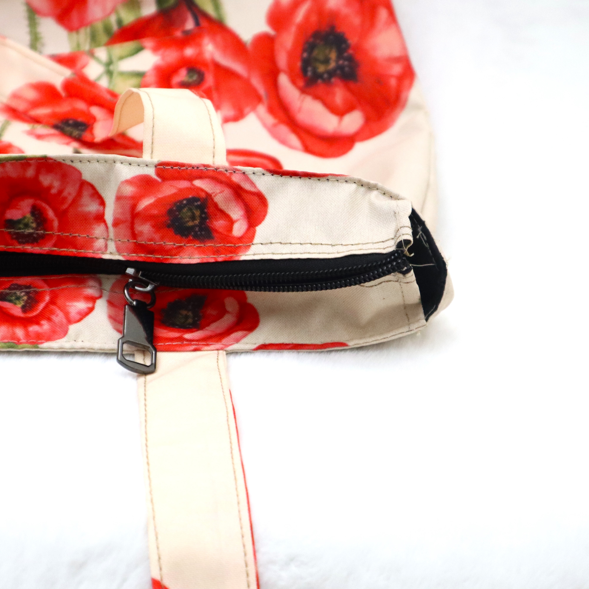 Picture of Red Poppy Flower Top Handle Bags for Women and Girls