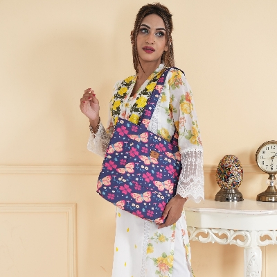 Picture of Insects Flowers Printed Top Handle Bags for Women and Girls