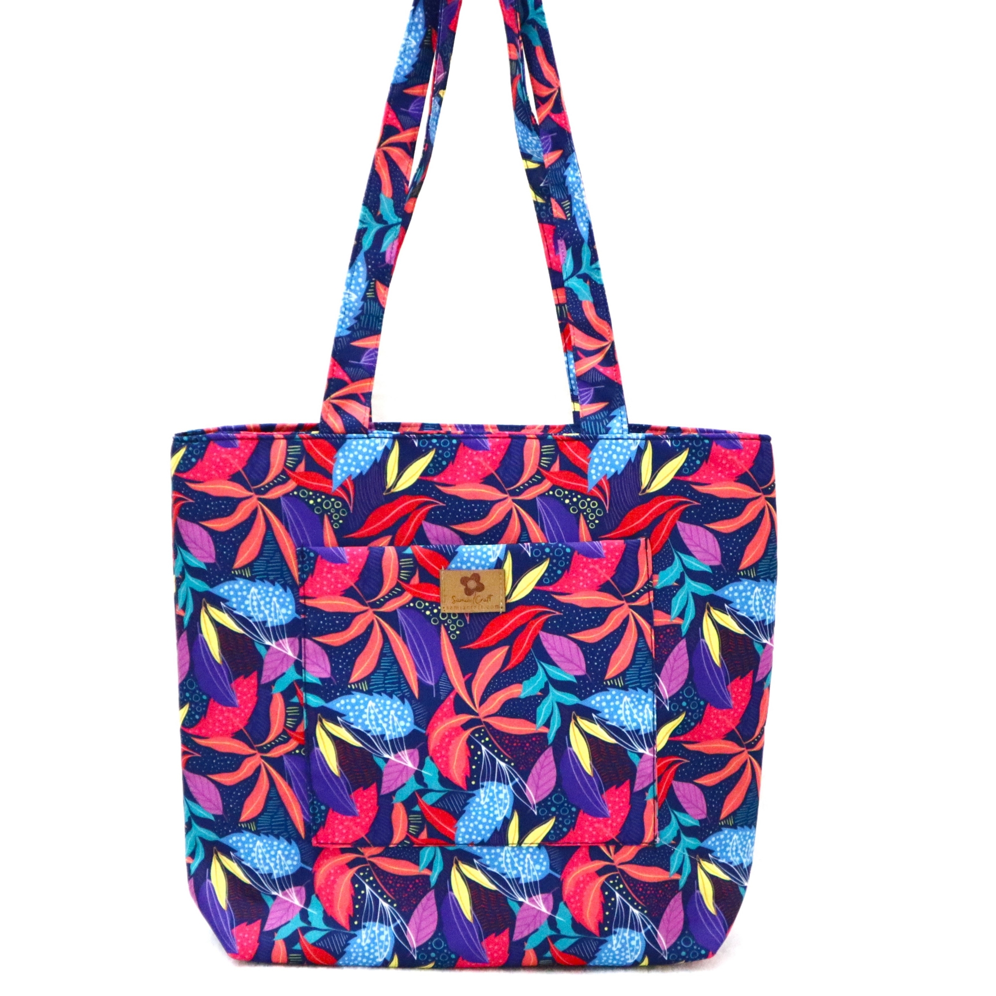 Picture of Hand Drawn Colorful Abstract Leaves Printed Top Handle Bags