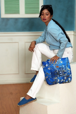 Picture of Almond Blossoms by Van Gogh Printed Vintage Vibes Top Handle Bags