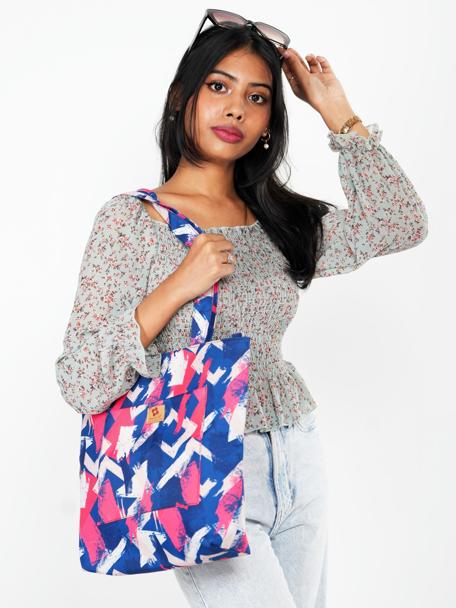 Picture of Abstract Brush Strokes Printed Stylish Top Handle Bags for Collage or University