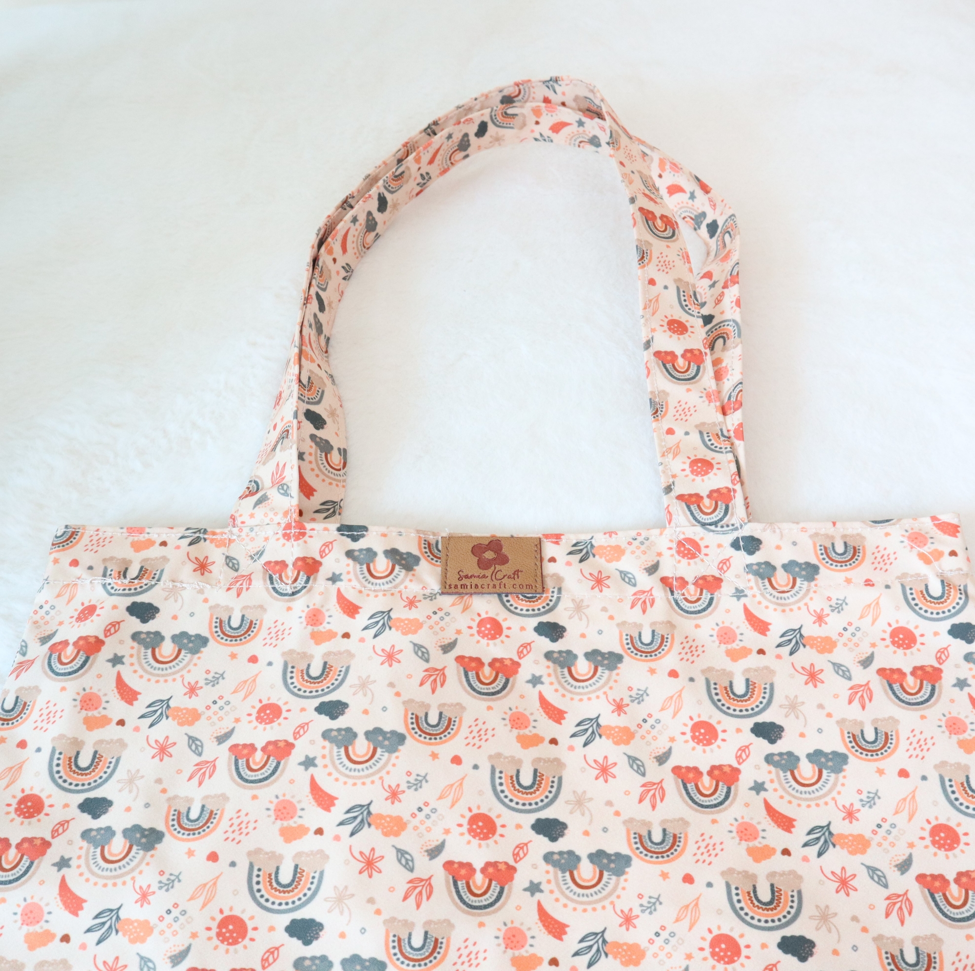 Picture of SamiaCrafts Superb Quality - Premium Zipper Tote Bag: Hand Drawn Rainbow Pattern Printed Tote Bag - Trend and Needful - Designed - Urban Vibes