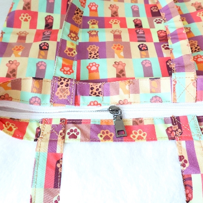 Picture of SamiaCrafts Stylish Long-Handled Tote Bag with Zipper: Cats Paws Set Printed Tote Bag