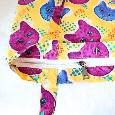 Picture of SamiaCrafts Trendy All-Over Print Tote Bag: Cat Gradient Zine Culture Printed Tote Bag