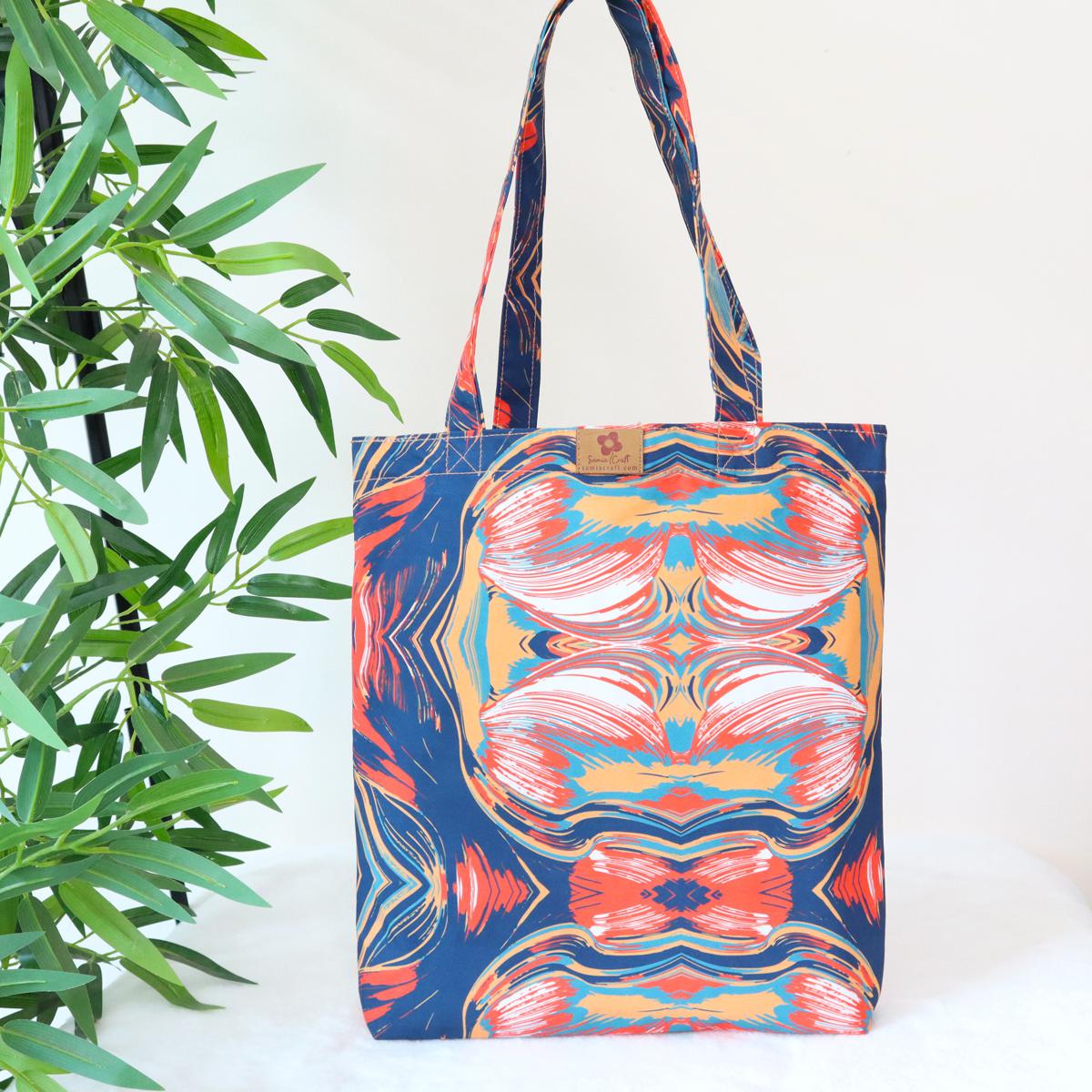 Picture of SamiaCrafts Stylish Addition - All-Over Printed Tote Bag: Abstract Watercolor Geometric Printed Tote Bag - Sustainable Choice - Durablity Assurance