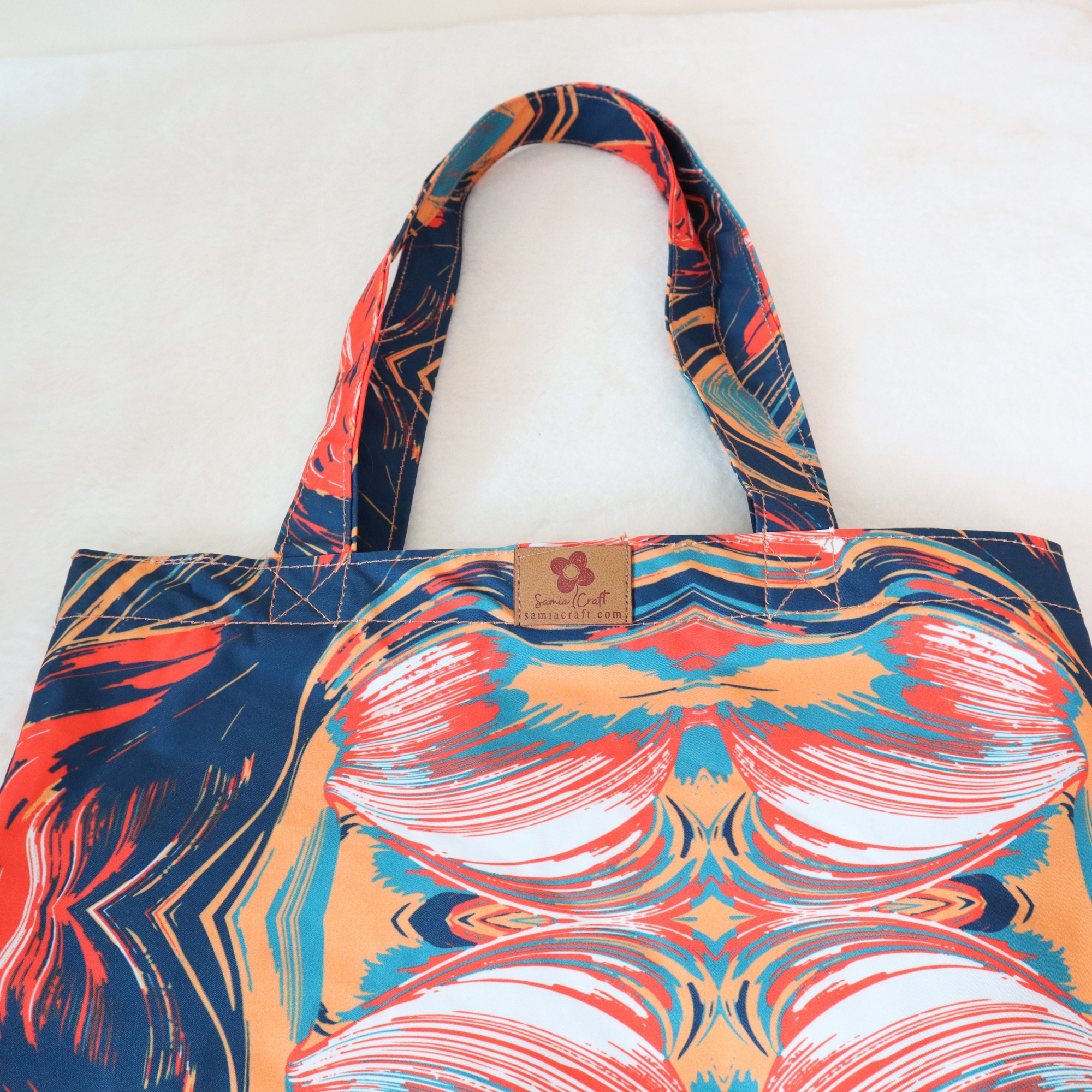 Picture of SamiaCrafts Stylish Addition - All-Over Printed Tote Bag: Abstract Watercolor Geometric Printed Tote Bag - Sustainable Choice - Durablity Assurance