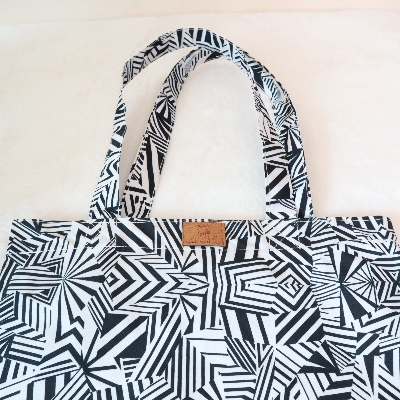 Picture of SamiaCrafts Custom Experience - Stylish Long-Handled Tote Bag with Zipper: Abstract Printed Tote Bag - Couture - High-end - Understated Sophistication