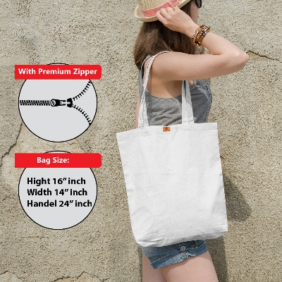 Picture of Samia Craft 14/16inch Canvas Tote Bag with Zipper for Women – Stylish and Durable for Work, Gym, Shopping & Travel