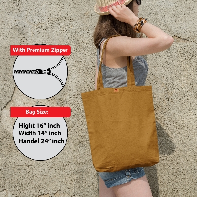 Picture of Samia Craft 14/16inch Canvas Tote Bag with Zipper for Women – Stylish and Durable for Work, Gym, Shopping & Travel