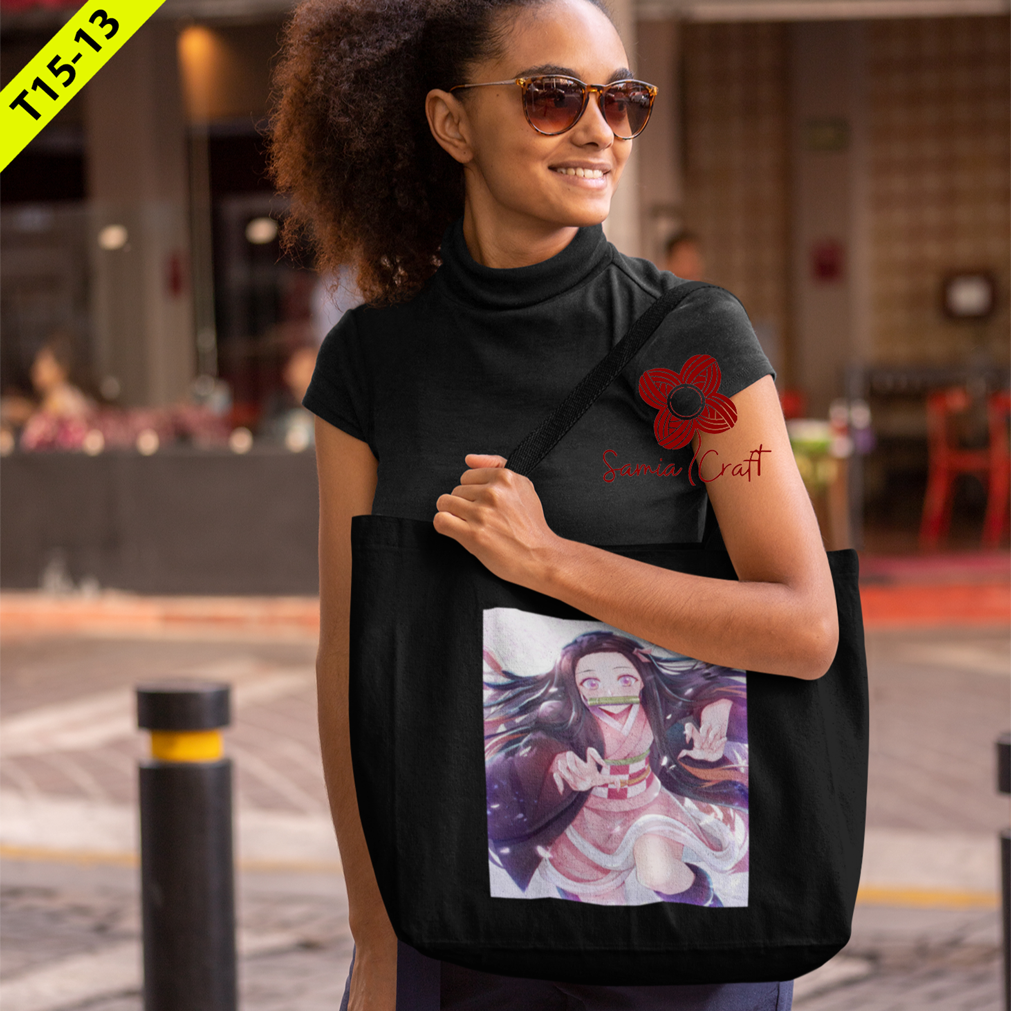 Picture of Cotton Hand and Shoulder Tote Bag For Women's With Zipper