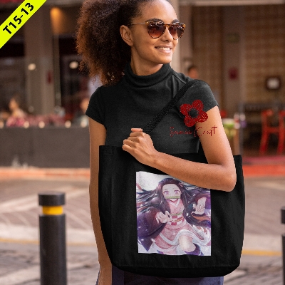 Picture of Cotton Hand and Shoulder Tote Bag For Women's With Zipper