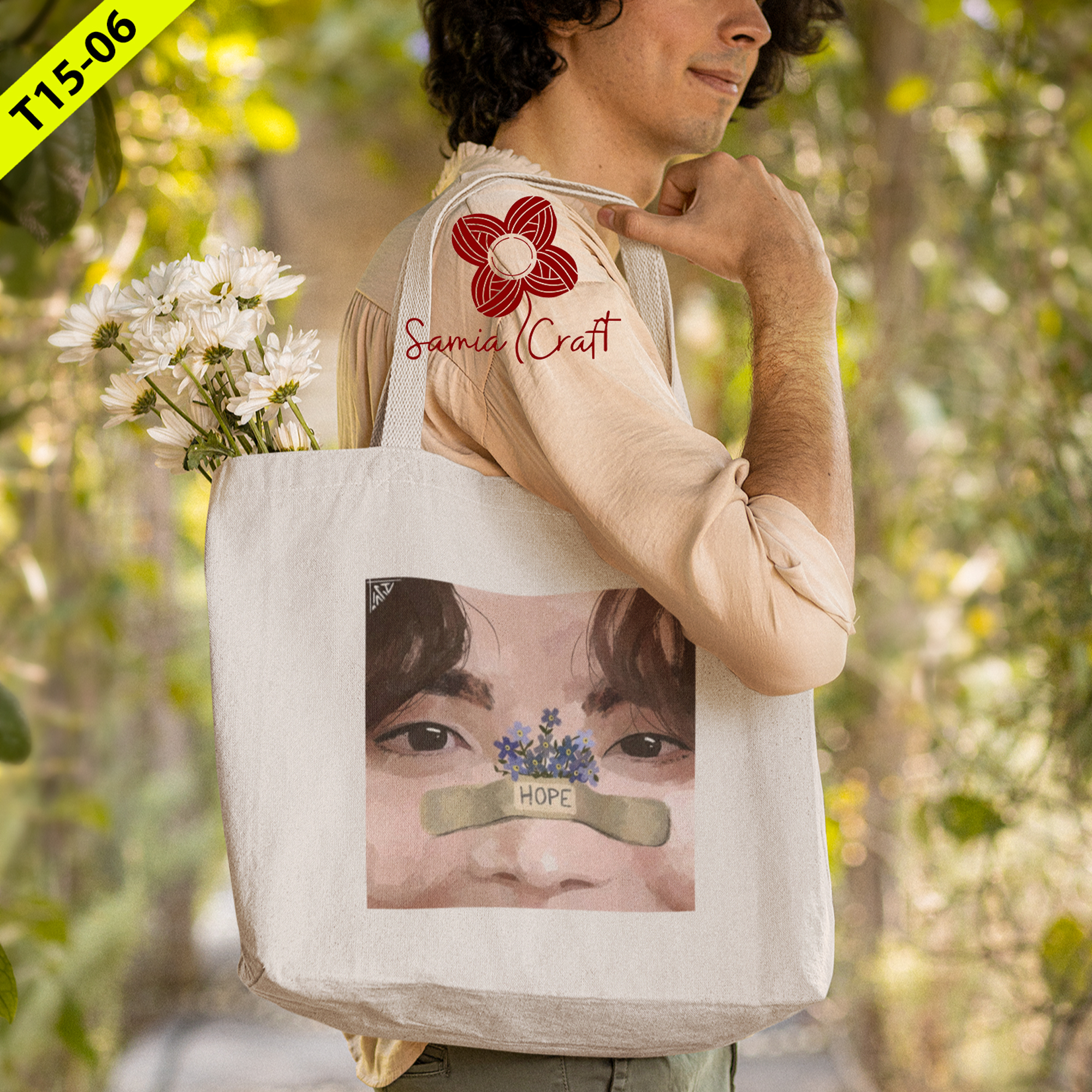 Picture of Cotton Hand and Shoulder Bag For Women's With Zipper