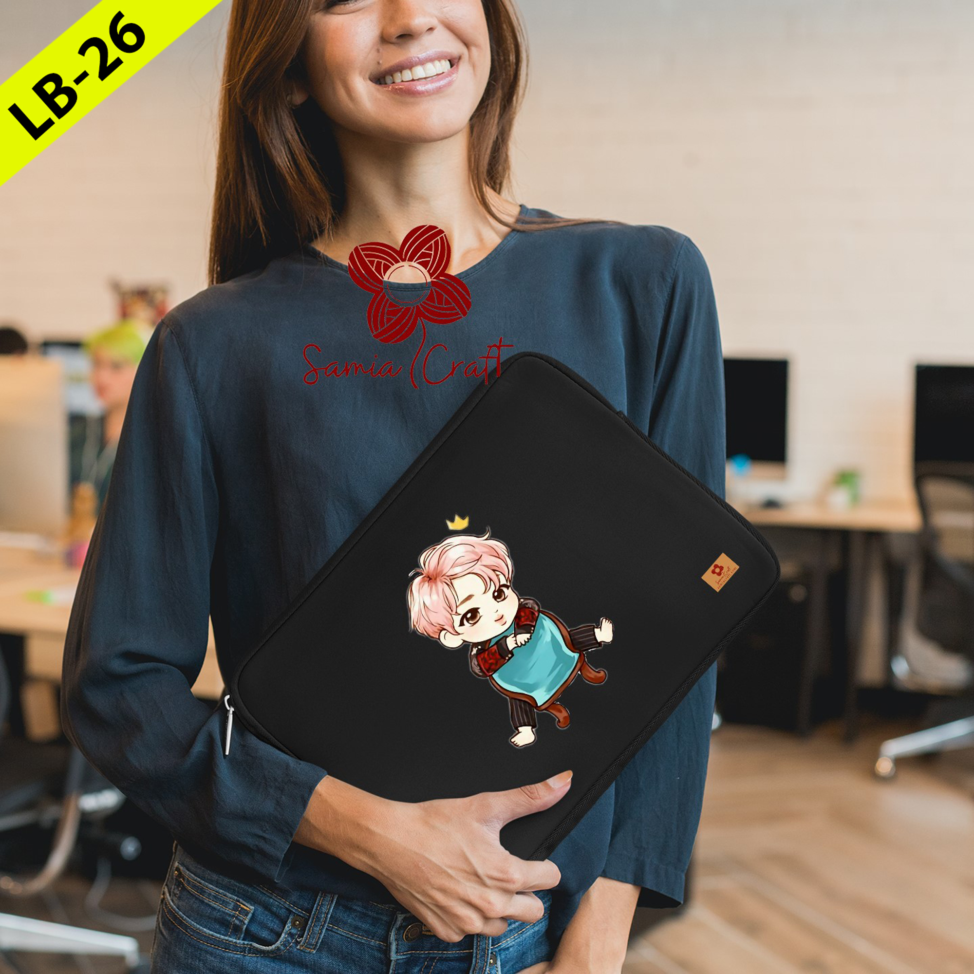 Picture of SamiaCraft Portable MacBook Laptop Case with Pouch - 14-Inch Notebook Waterproof Cover