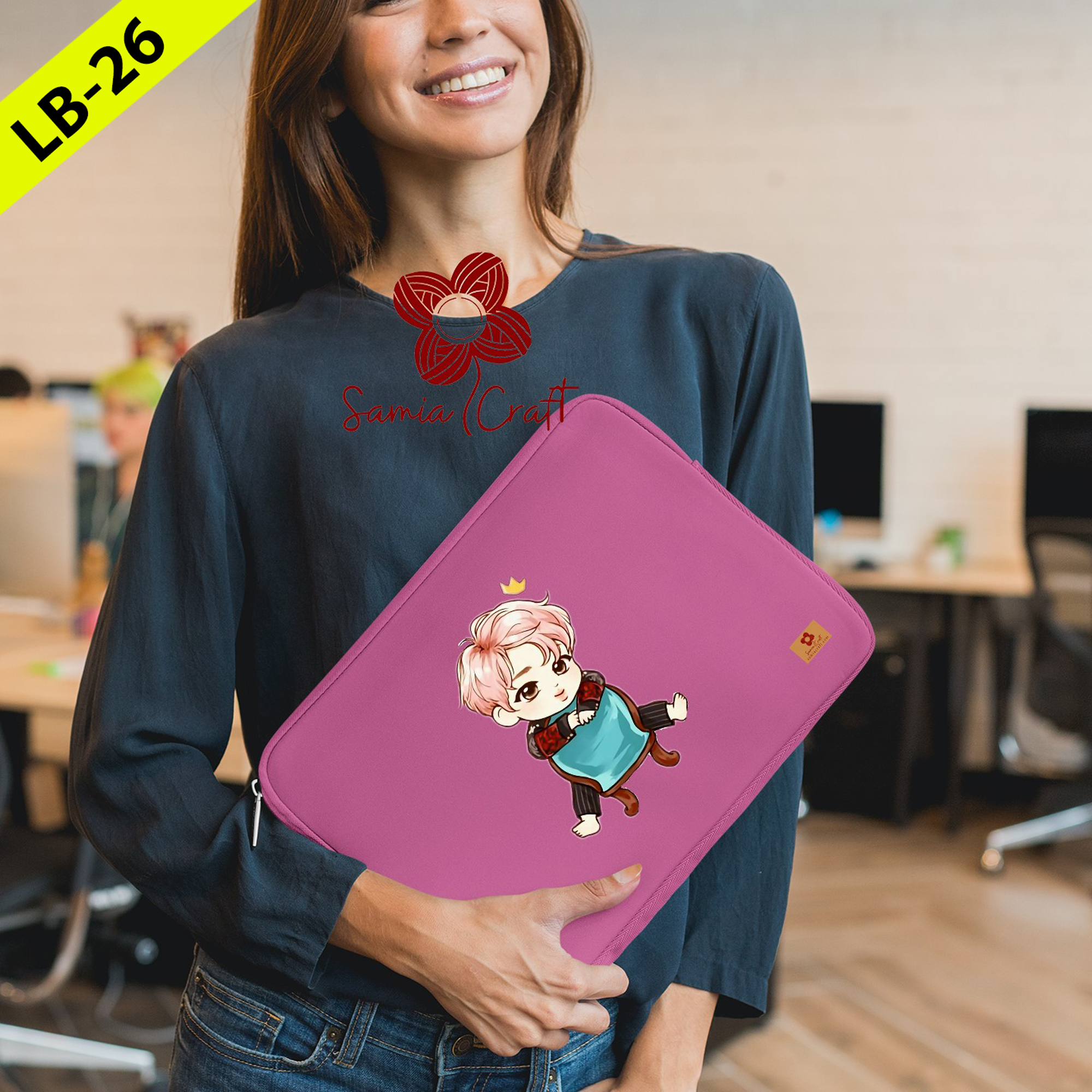 Picture of SamiaCraft Portable MacBook Laptop Case with Pouch - 14-Inch Notebook Waterproof Cover