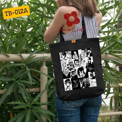 Picture of Samia Craft Anime Designed Cotton Canvas Tote Bag with Zipper for School College University and Anime Lover