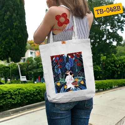 Picture of SamiaCrafts Stylish Canvas Bag With Zipper - Tote Bag With Zipper For School College University - Premium Women's Shoulder Hand Bag with Design