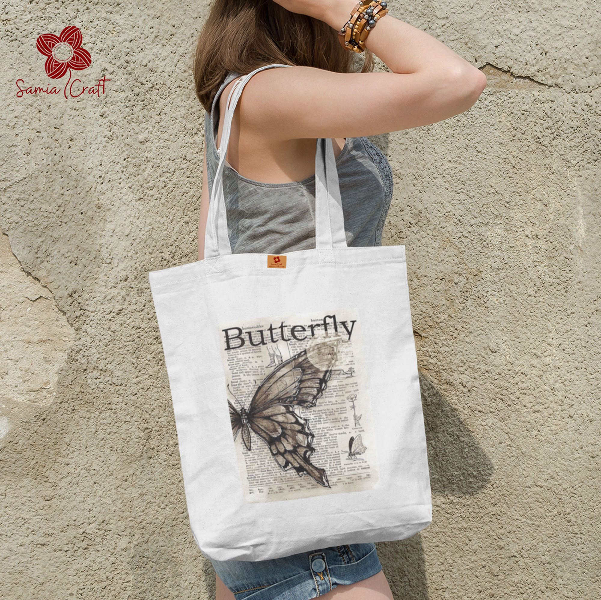 Picture of Samia Craft Oversized Canvas Tote Bag with Zipper for Women – Ideal for College, University, Travel & Work