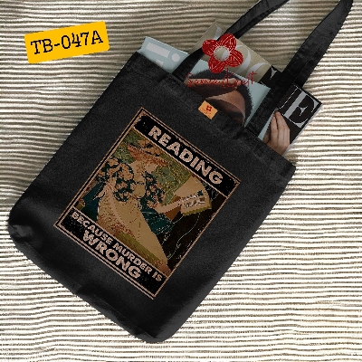 Picture of SamiaCrafts Reading Designed Cotton Canvas Tote Bag With Zipper for Women & Ladies of School College University Students Stylish Modern