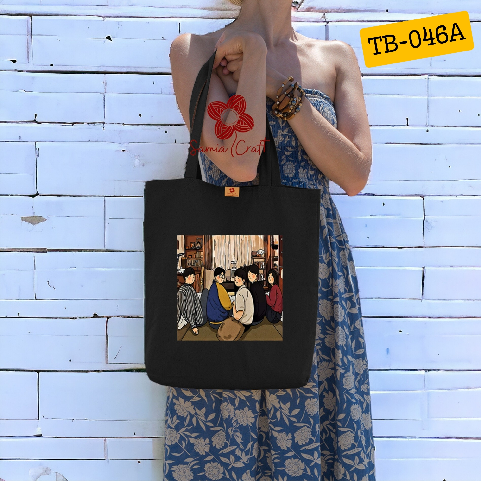 Picture of Samia Craft Durable Canvas Tote Bag for Girls with Zipper Closure – Perfect for College, University, & Travel