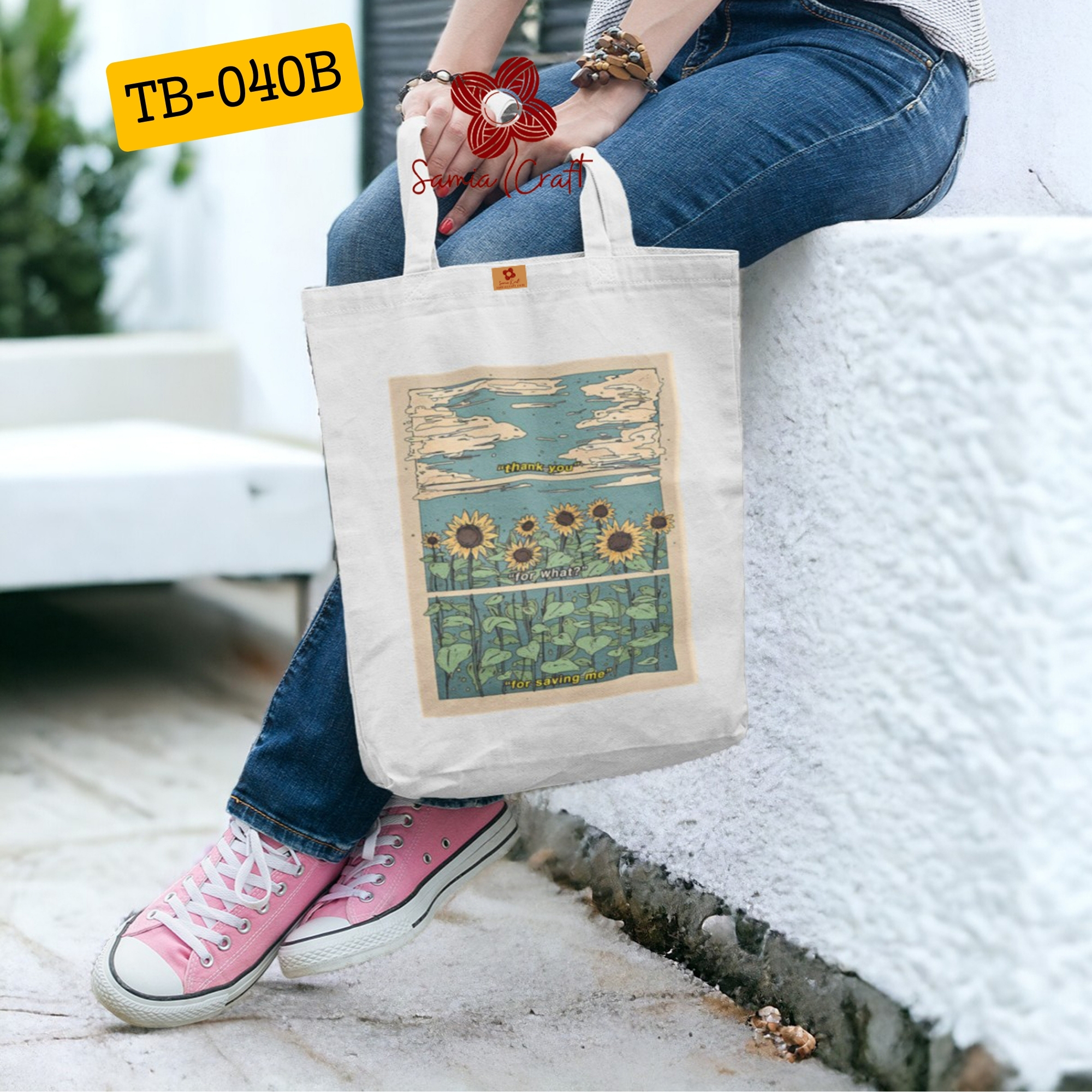 Picture of Samia Craft Stylish Canvas Zipper Tote Bag for Girls and Women – Great for College, School, Beach & Shopping