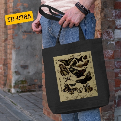 Picture of SamiaCrafts Beautiful Butterfly Designed Cotton Canvas Tote Bag with Zipper - Hand and Shoulder Bag For Modern Stylish Women & School College University