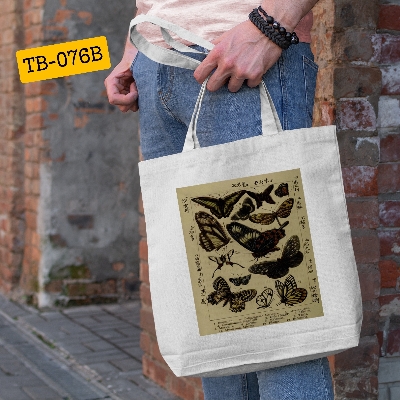 Picture of SamiaCrafts Beautiful Butterfly Designed Cotton Canvas Tote Bag with Zipper - Hand and Shoulder Bag For Modern Stylish Women & School College University