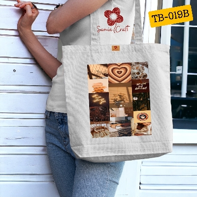 Picture of Samia Craft Spacious Canvas Tote Bag with Zipper for University & College Students – Great for Women & Girls