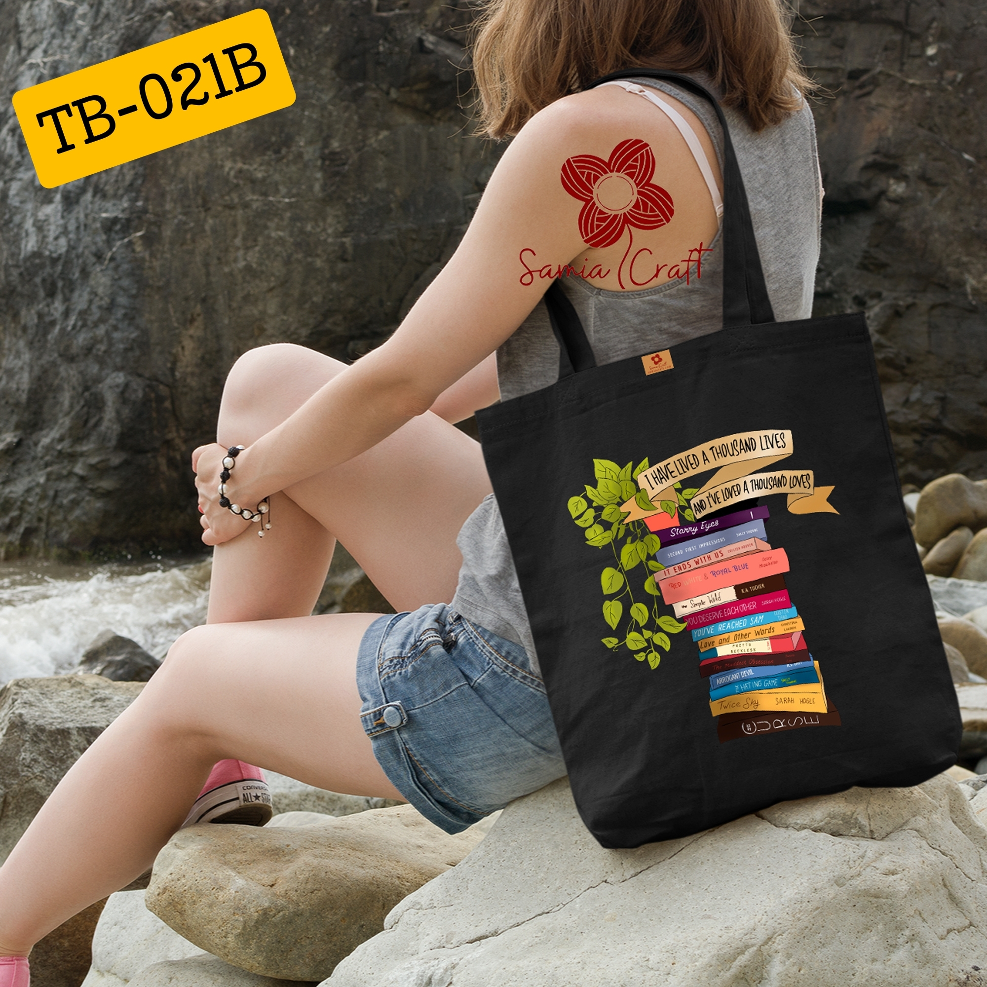 Picture of Samia Craft Designer Canvas Tote Bag with Zipper for Women – Ideal for College, University, School & Shopping