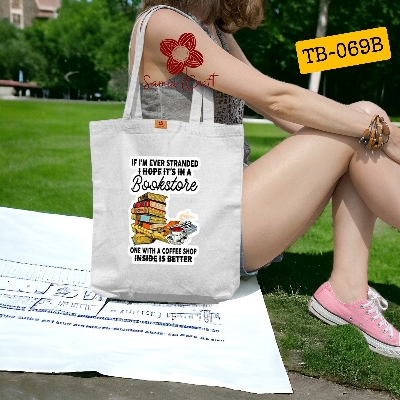 Picture of SamiaCrafts Book Lover Designed Cotton Canvas Tote Bag With Zipper For Women's Style and Modern - for School College University Students Everyday Daily Use