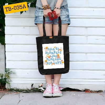 Picture of SamiaCrafts Colorful Text Design Cotton Canvas Fabric Tote Bag With Zipper For Women's - Hand Shoulder Bag With Zipper For School College University Everyday Daily Use All Occasion