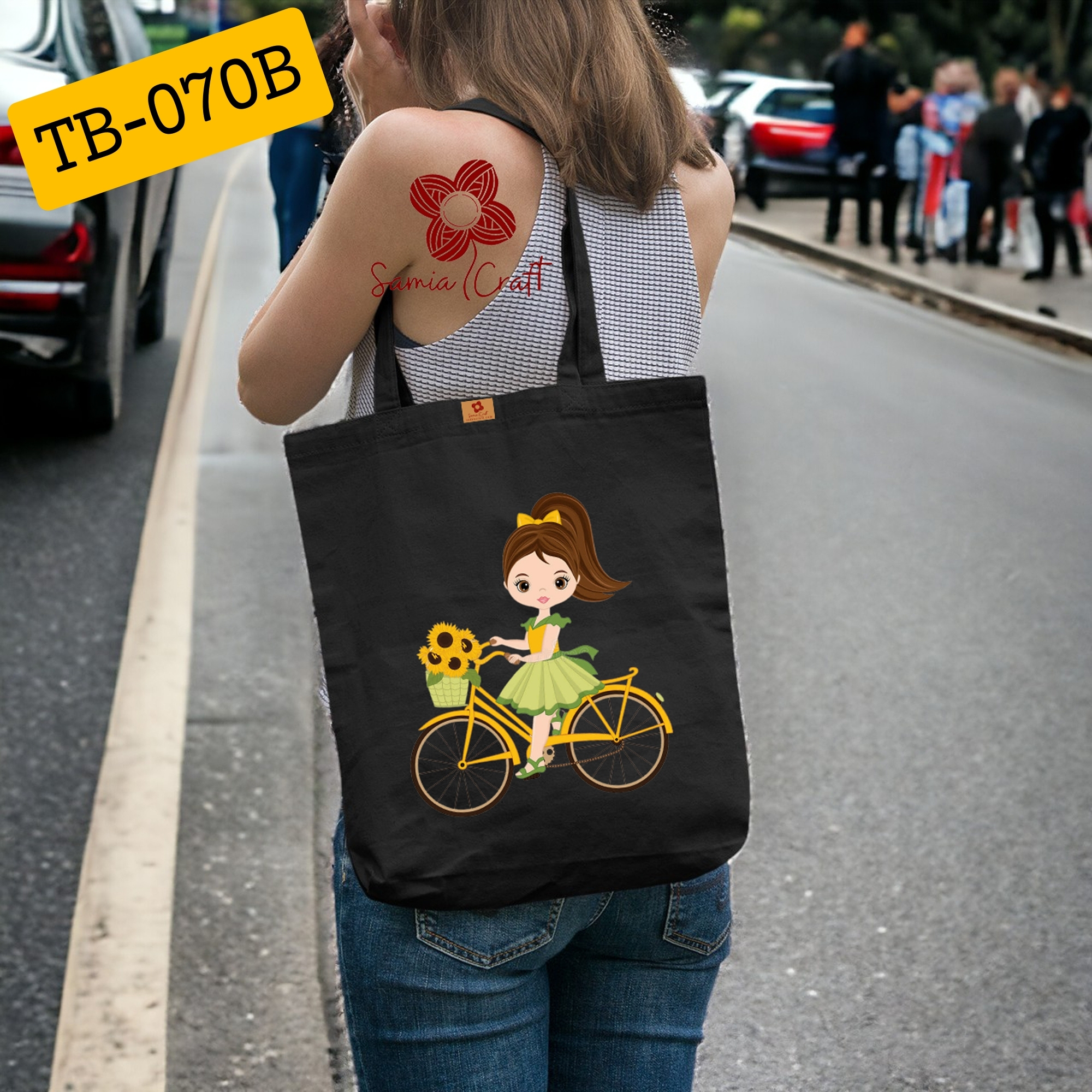 Picture of Samia Craft Trendy Canvas Tote Bag for Women with Zipper – Great for University, College, Shopping & Gym Use