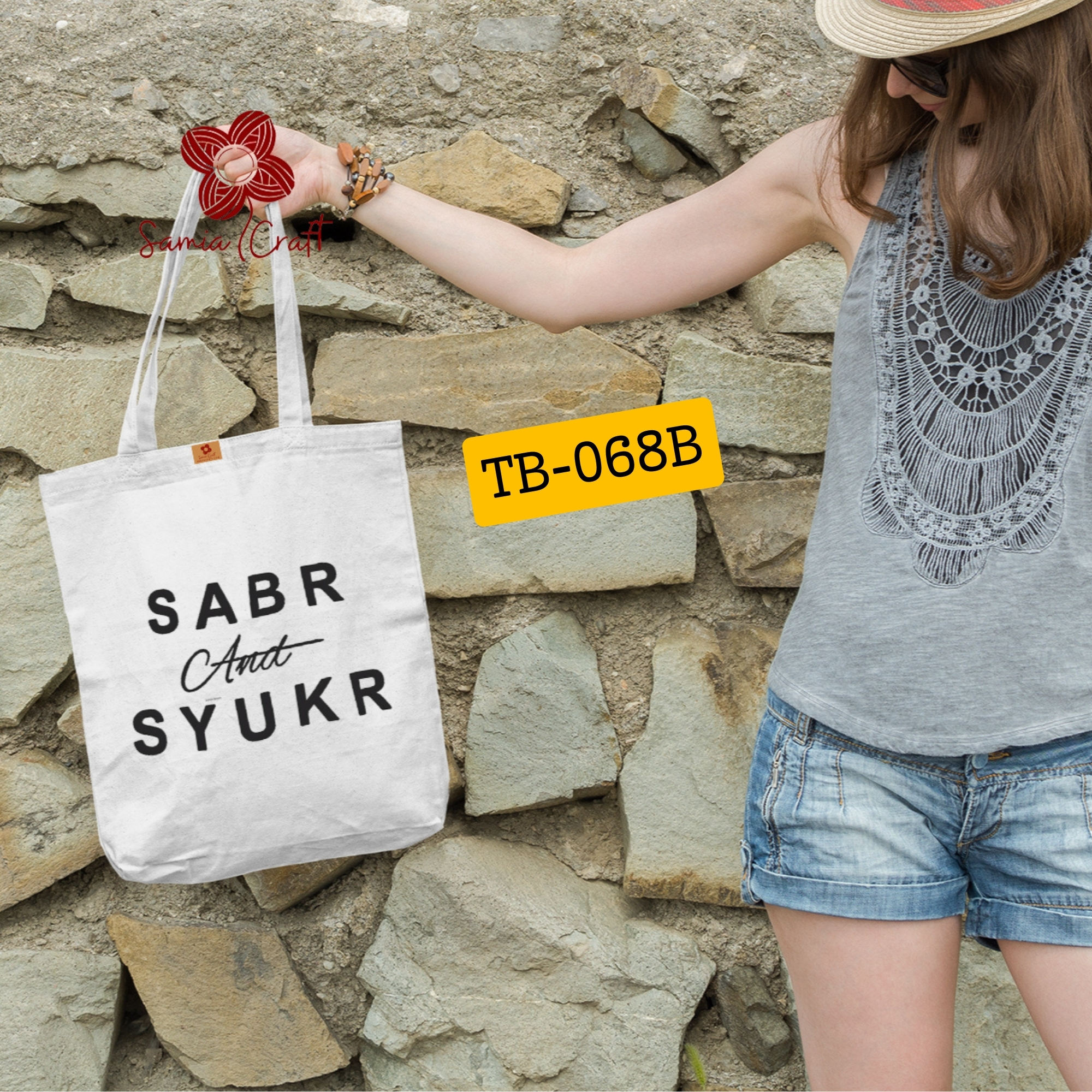 Picture of SamiaCrafts Extra Spacious Zipper Canvas Tote Bag for Women – Great for College, School, Beach, & Shopping