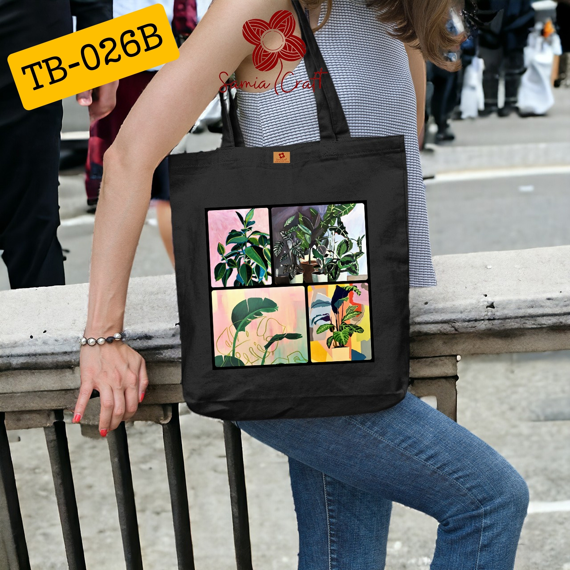 Picture of SamiaCrafts Versatile Canvas Tote Bag with Zipper for Women – Perfect for University, College, and Everyday Use