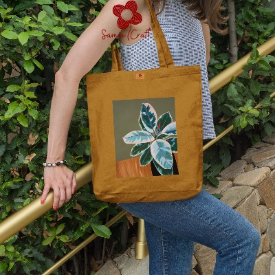 Picture of SamiaCrafts Versatile Canvas Tote Bag with Zipper for Women – Perfect for University, College, and Everyday Use