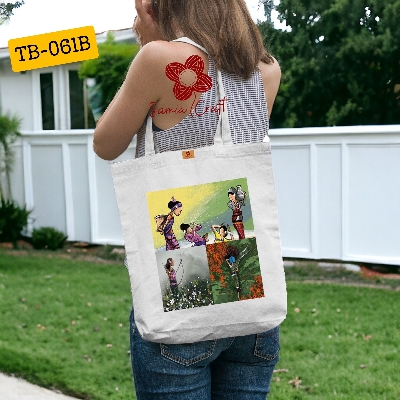 Picture of SamiaCrafts Lightweight Canvas Fabric Tote Bag with Zipper for Girls and Women – Perfect for College & Gym