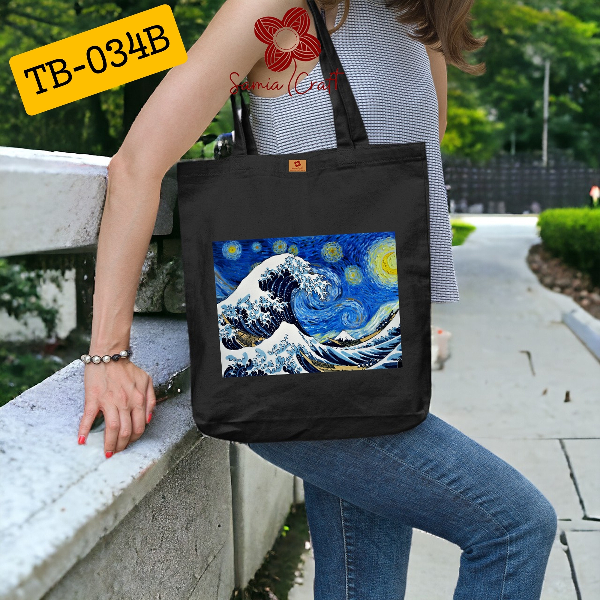 Picture of Large Canvas Fabric Tote Bag with Zipper for University, College, School & Travel