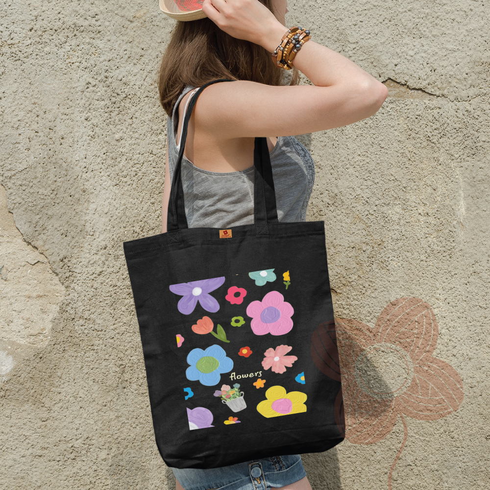 Picture of Stylish Collage Canvas Zipper Tote Bag for Girls and Women – Perfect for University, Work, & Gym