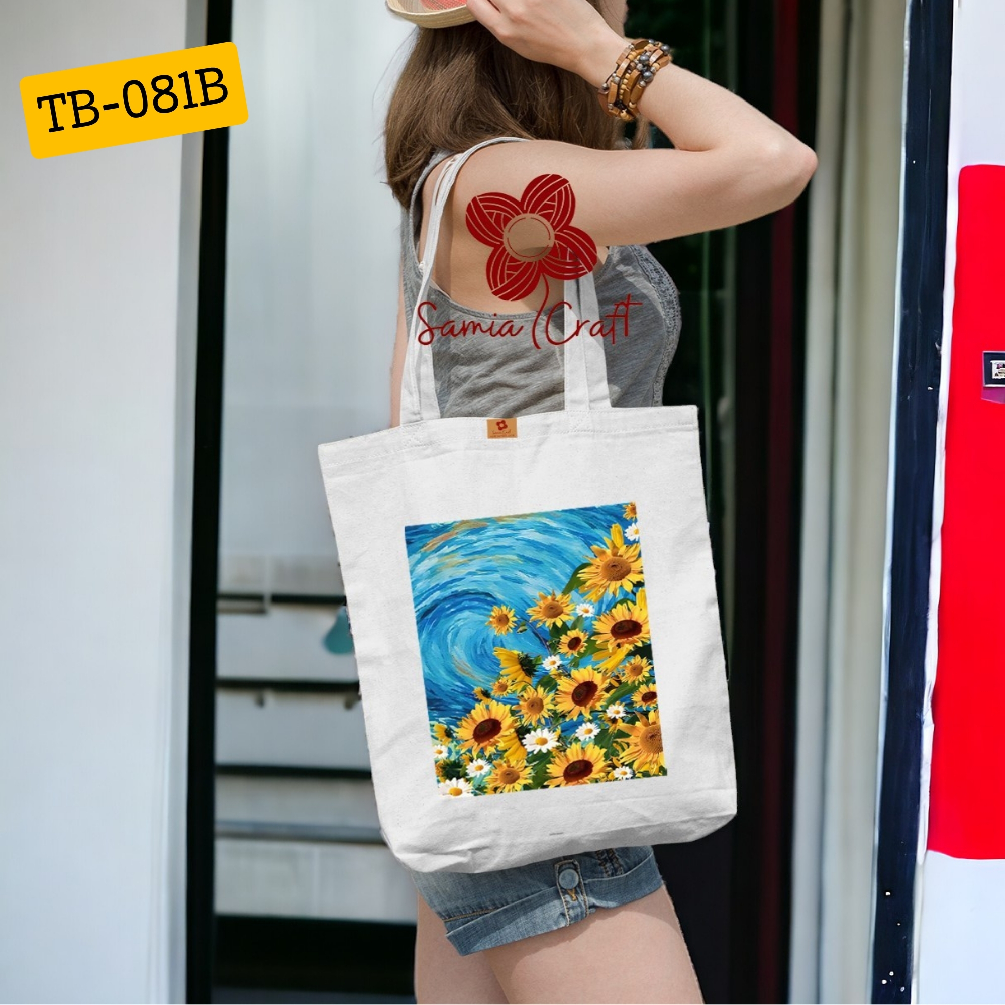 Picture of Fashionable Canvas Tote Bag with Zipper for Girls – Great for University, School, Shopping & Travel