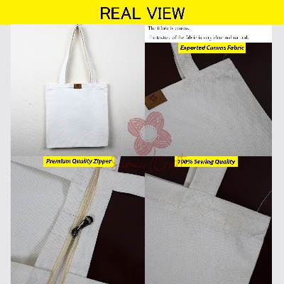 Picture of Large Canvas Tote Bag with Zipper – Perfect for College, Travel, and Work for Women and Girls