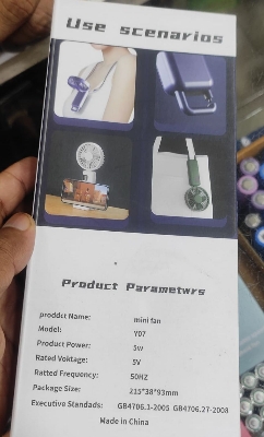 Picture of Portable Handheld Fan 5 Adjustable Speed Rechargeable Mini Fan 90° Angle Adjustment Foldable Fan Quiet Personal Fan