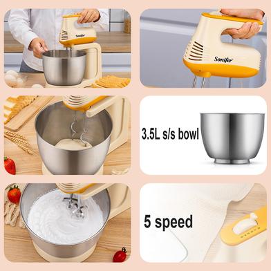 Picture of Sonifer Stand Mixer SF-7029 (150W, 3.5L) Stainless Steel Bowl 5 Speeds Automatic Electric Mixer