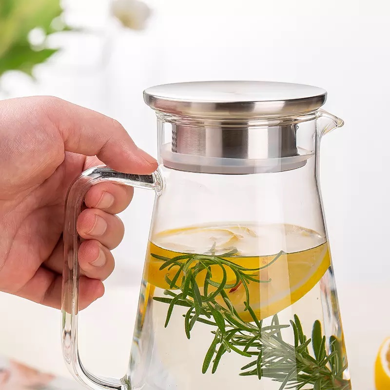 Picture of Progressive - 1400ml 47.3oz DELI Borosilicate Custom Teapot Bottles Large Water Milk Glass Jug with Lid - Kitchen & Dining