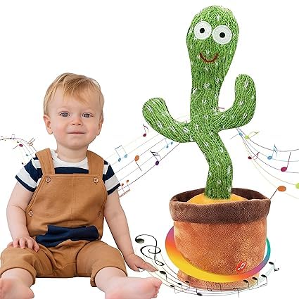Picture of Dancing Cactus Toy - Talking & Singing Plush Toy, Repeats What You Say, LED Light Up, Baby Voice Recording, Wriggling Electronic Toy for Kids & Toddlers, Gift for Boys & Girls