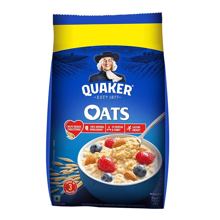 Picture of Quaker Oats 250gm Rolled Oats Natural Wholegrain, Nutritious Breakfast Cereals, Dalia Porridge, Easy to Cook