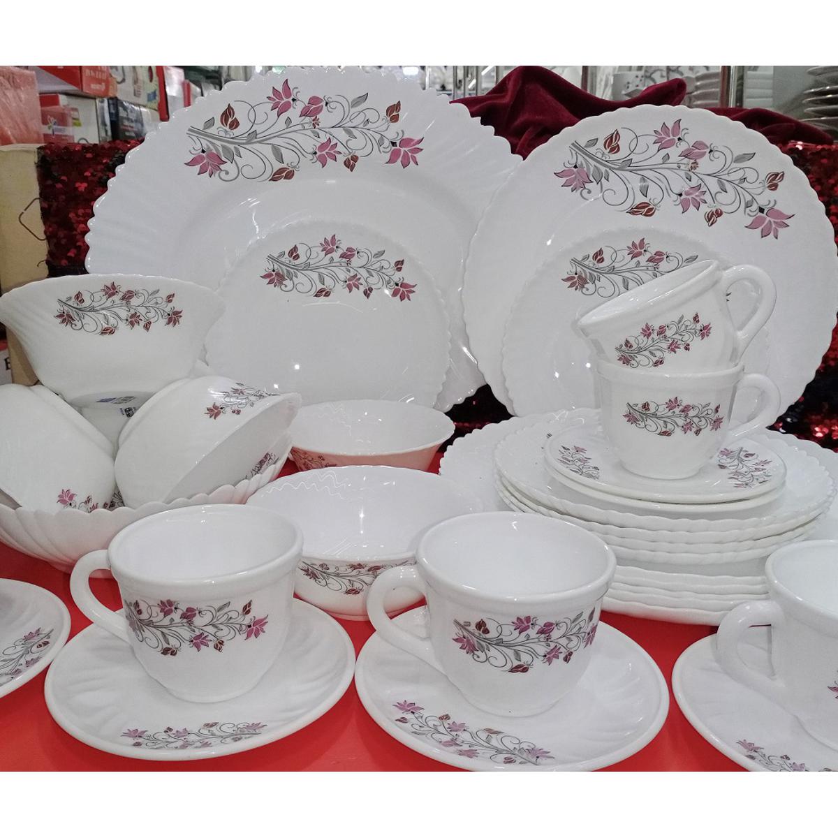 Picture of 32 Pcs Pyrex Opal Glassware White Oven Save Dinner Set - Dinner Set
