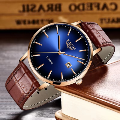 Picture of LIGE Waterproof Men Luxury Wrist Quartz Watch Sports Style Leather Watches