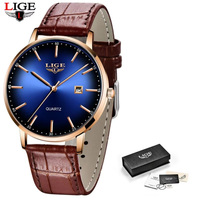 Picture of LIGE Waterproof Men Luxury Wrist Quartz Watch Sports Style Leather Watches