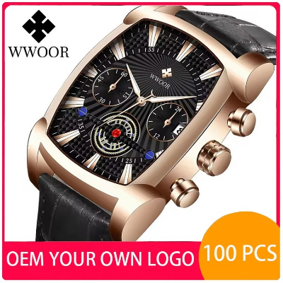 Picture of Wwoor 8843 High Quality Business Genuine Leather Tonneau Watch