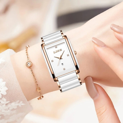 Picture of LIGE-89156 Ladies Watch Waterproof Fashion Creative Square Siramic Watch