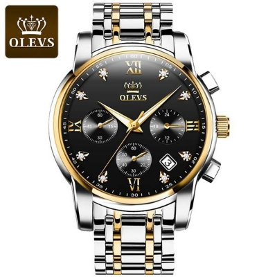 Picture of OLEVS 2858 Stainless Steel Strap Quartz Watches for Men Multifunctional Three Eye Dial Business Waterproof Men Wristwatch